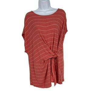 Lee Cap Sleeve Round Neck Tie Detail T-Shirt Size 2X